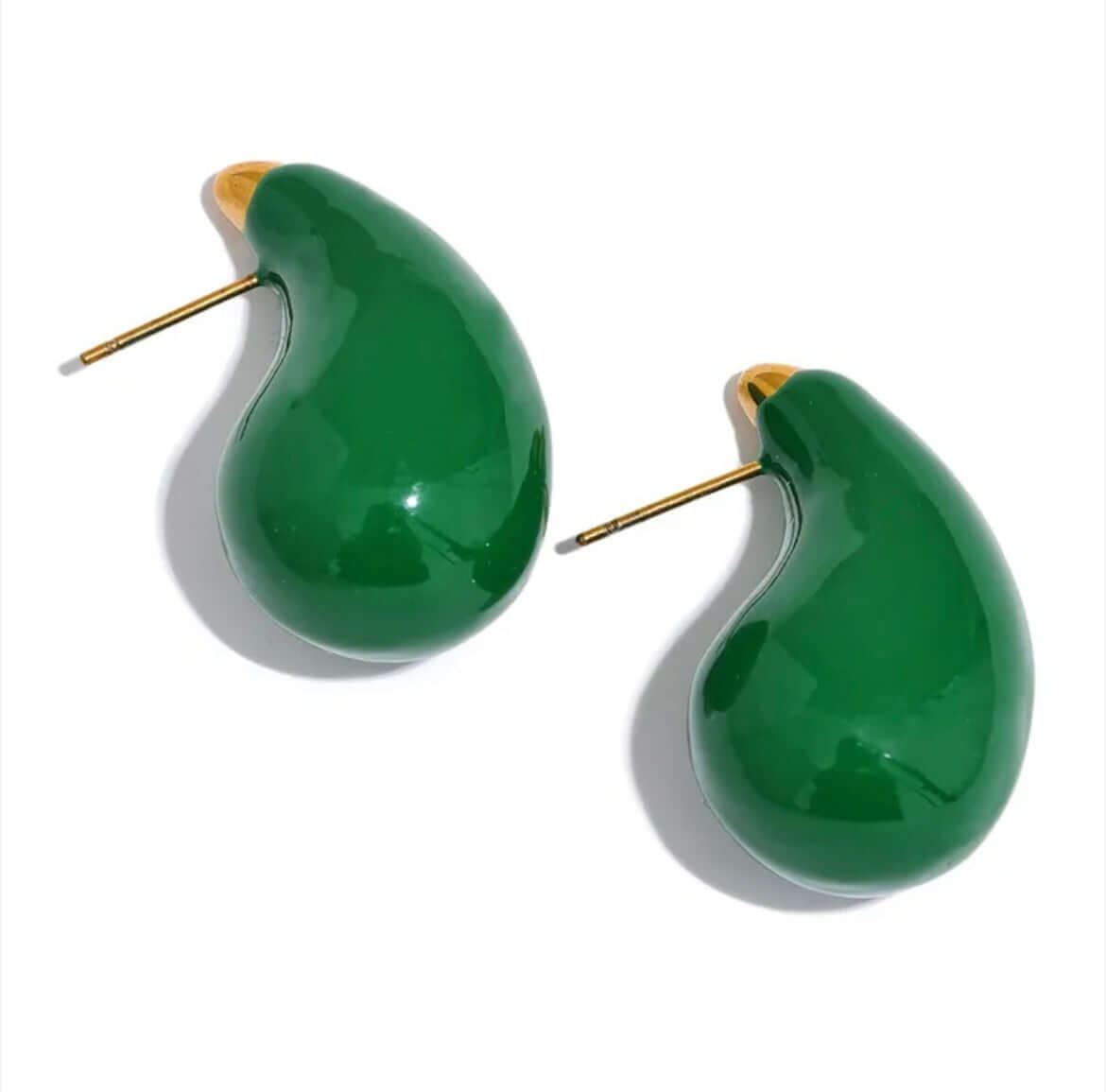 Green Water Drop Earrings