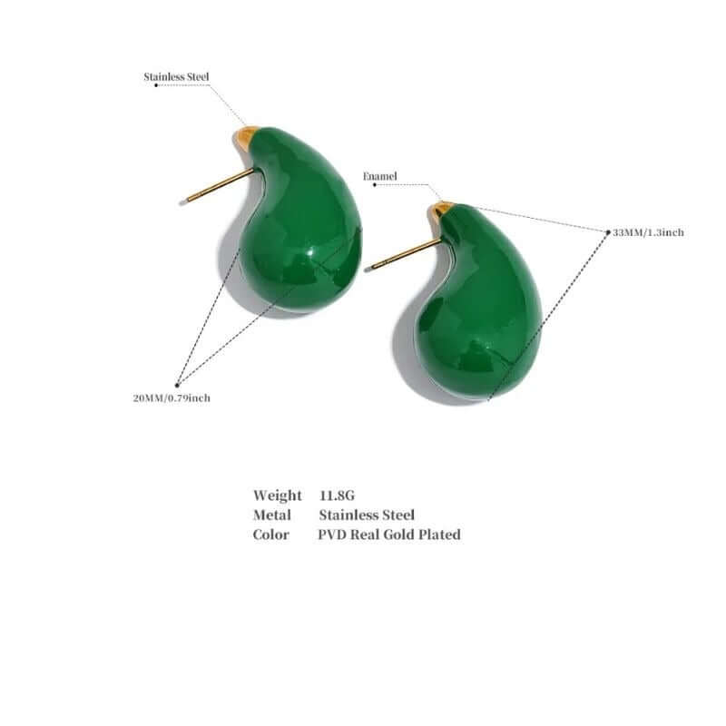 Green Water Drop Earrings