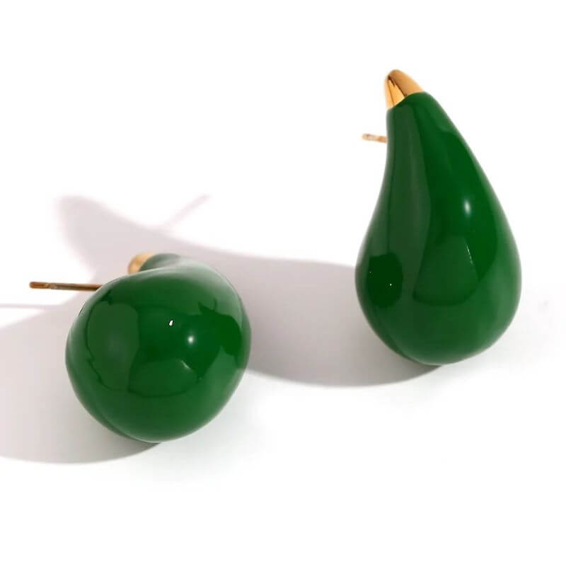 Green Water Drop Earrings