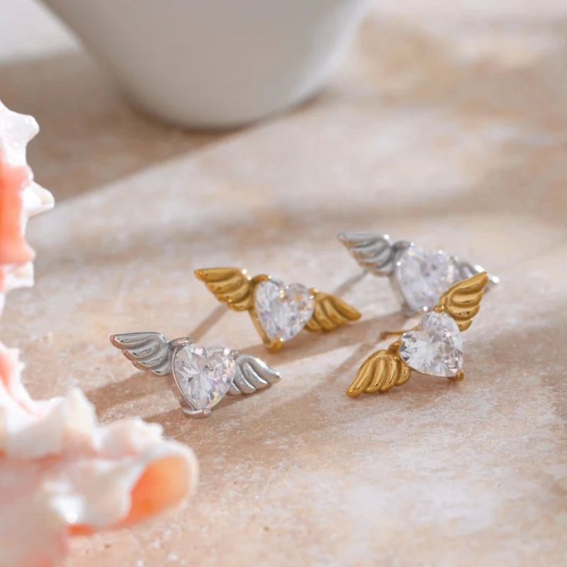 Wing Stud Diamond Earrings