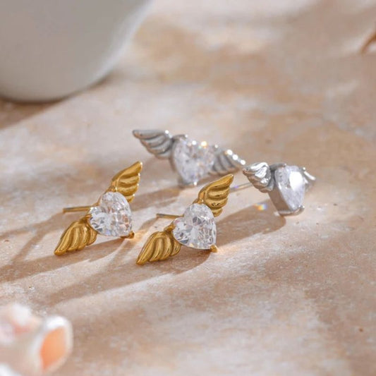 Wing Stud Diamond Earrings