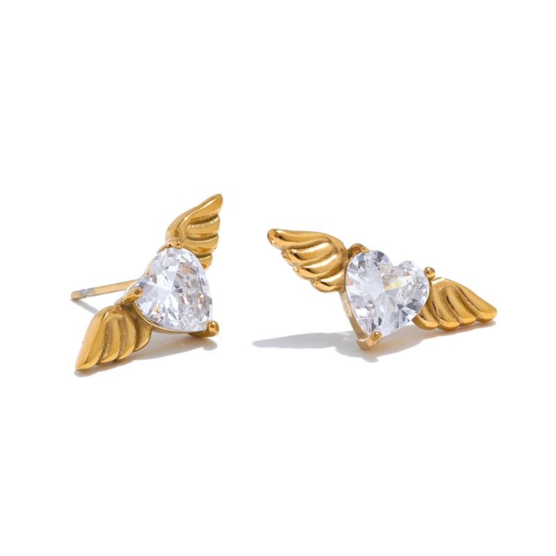 Wing Stud Diamond Earrings