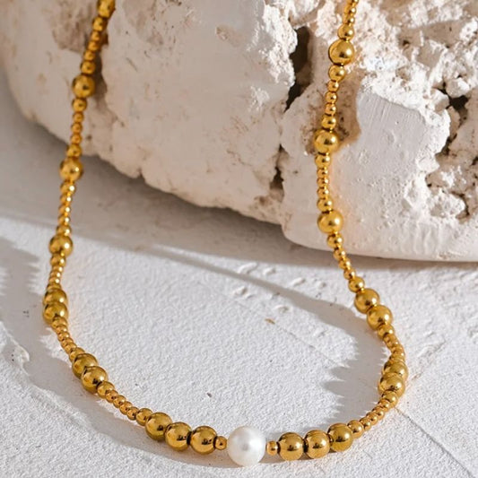 Beads & Natural Pearl Necklace