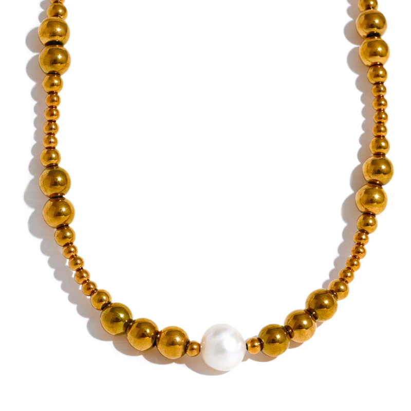 Beads & Natural Pearl Necklace