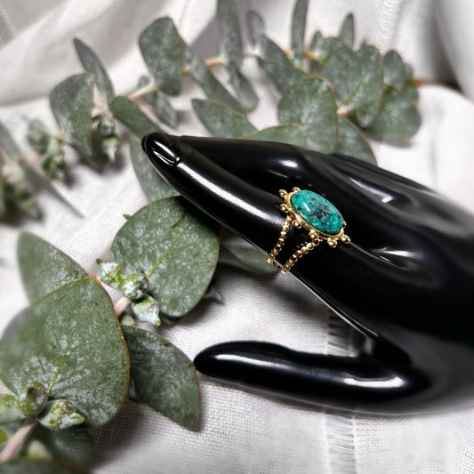 Farrah Regal Green Stone Adjustable  Ring