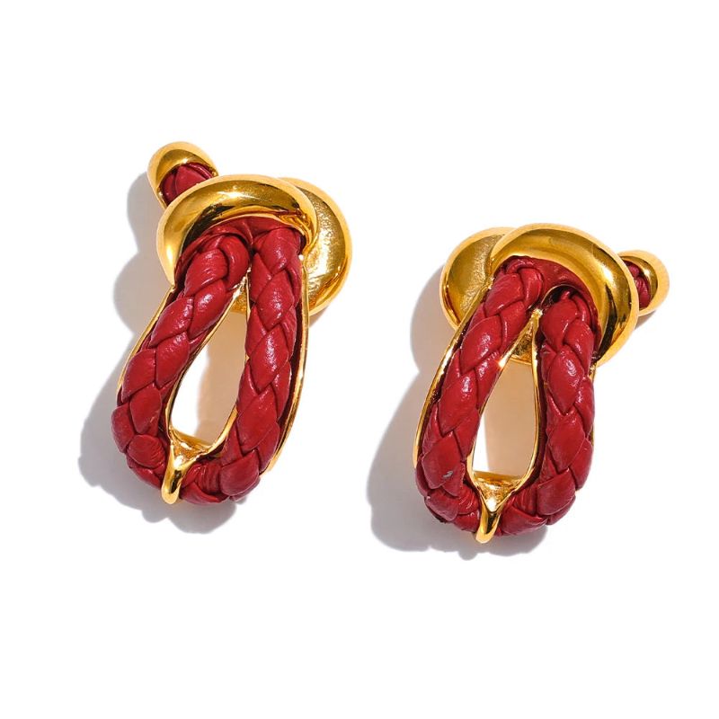 Leather Knot Stud Earrings