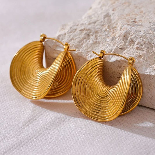 Gold Folded Hoop Earrings