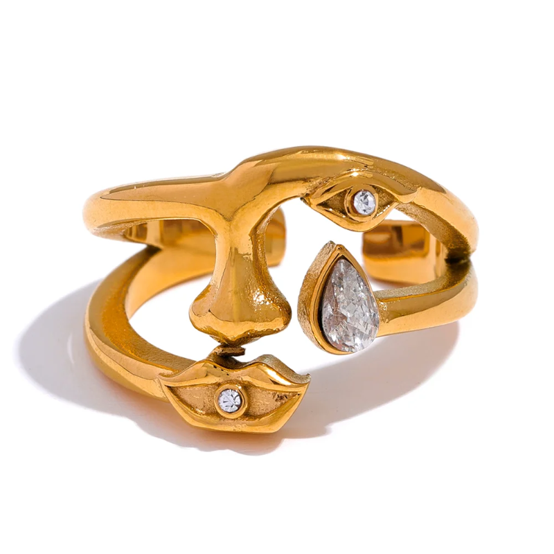 Face Card Gold Ring