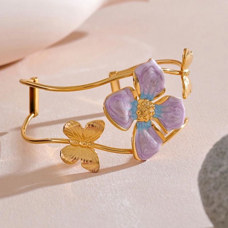 Flower Butterfly Cuff Bracelet