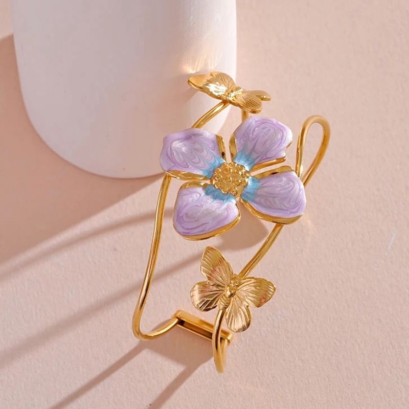 Flower Butterfly Cuff Bracelet