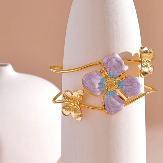 Flower Butterfly Cuff Bracelet