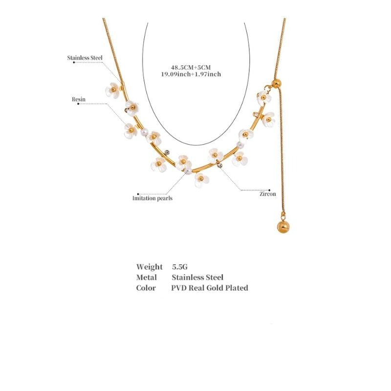 Gold Hand Linked Floral Necklace