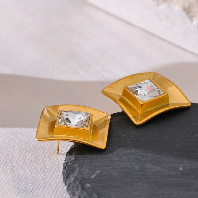 Square Diamond Stud Earrings