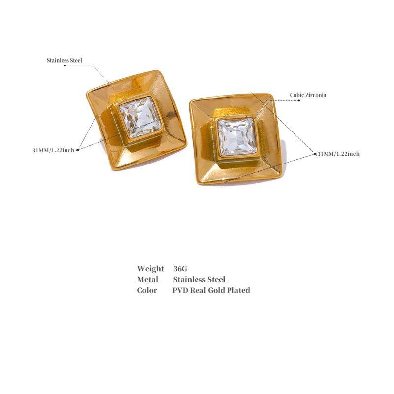 Square Diamond Stud Earrings