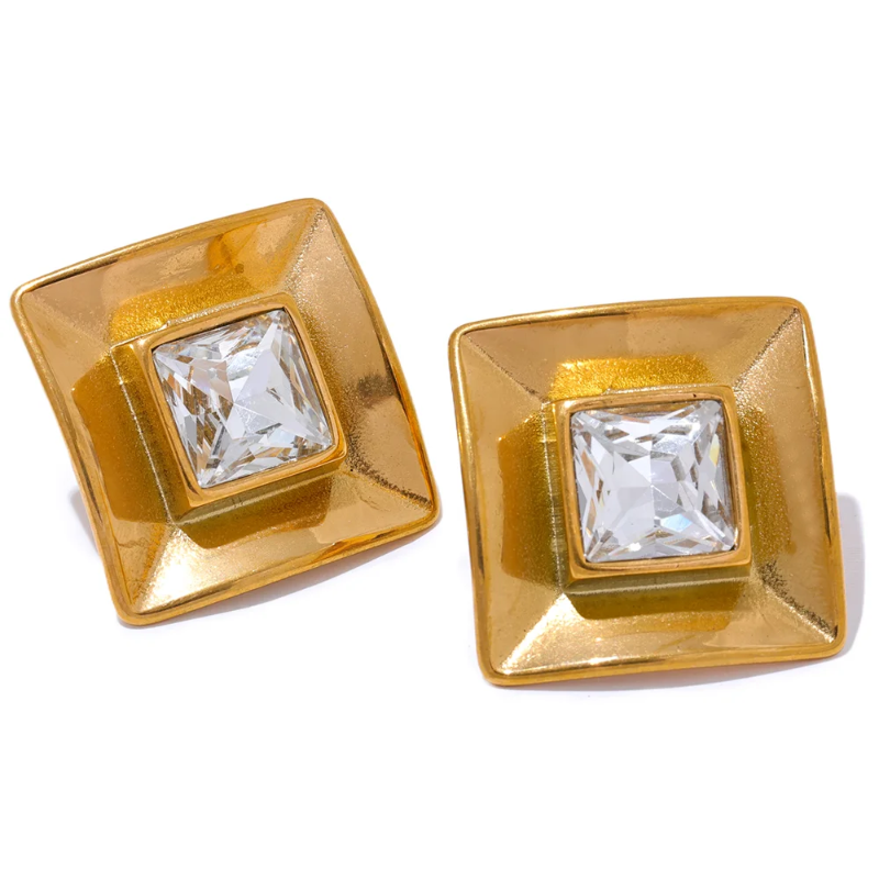 Square Diamond Stud Earrings