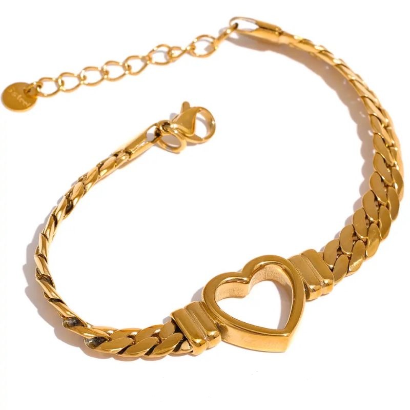 Jenna Hollow Out Heart Link Bracelet