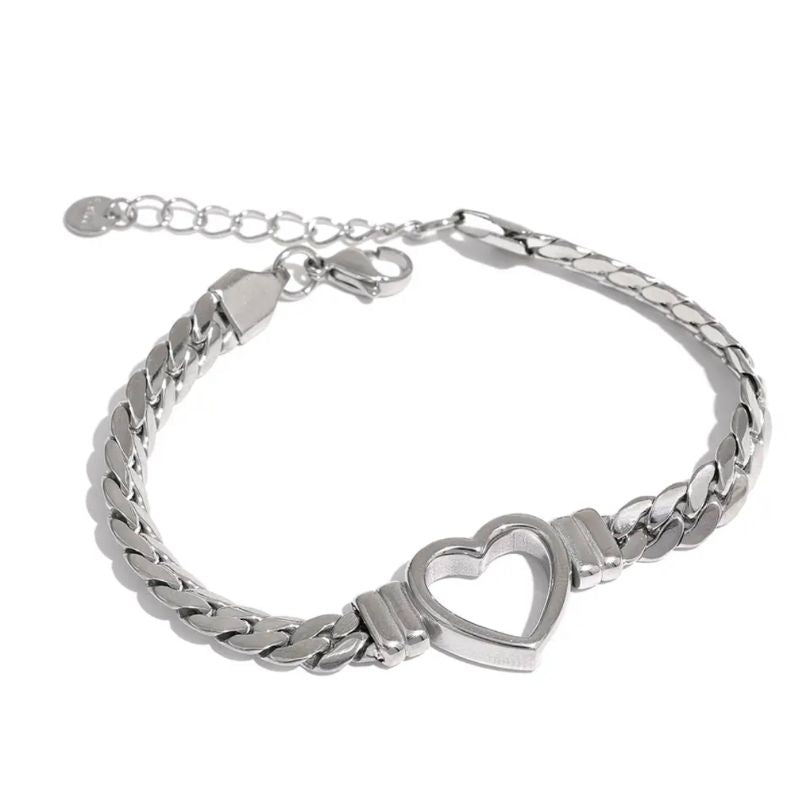 Jenna Hollow Out Heart Link Bracelet