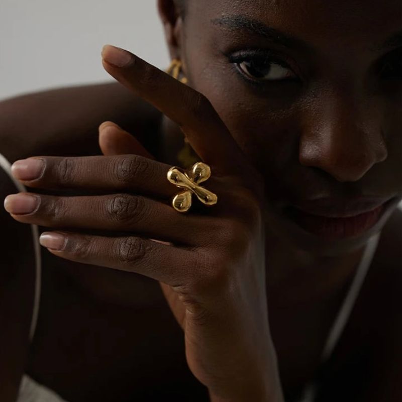 Chunky Gold Flower Ring